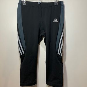 Adidas Black/Gray Strip Supernova Climacool Capri Workout Tights L
